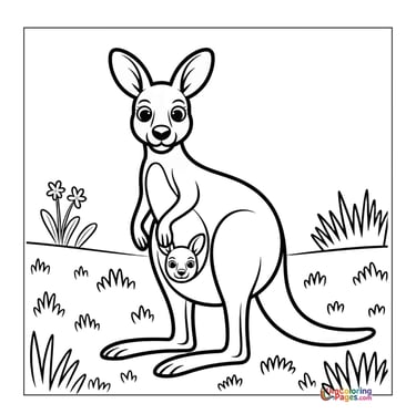 Kangaroo coloring page Australian animal printable for kids
