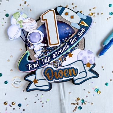 First Trip Around the Sun Cake Topper 