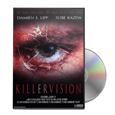 DVD cover featuring a close-up image of an eye peering through shattered glass