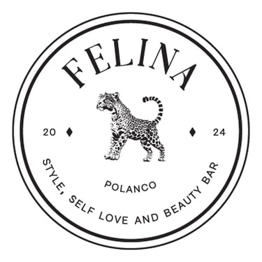 a logo with a jaguar and the word Felina Beauty Bar