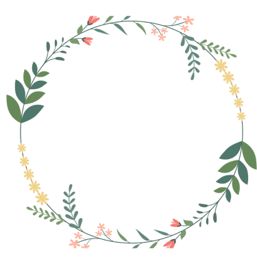 cadre rond feuilles et fleurs