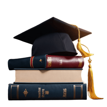 a graduation cap on top of a stack of books