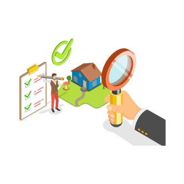 a person holding a magnifying glass, first home buyer searching for home loan