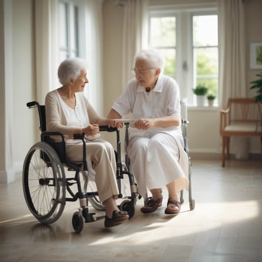 Dos personas mayores en una residencia