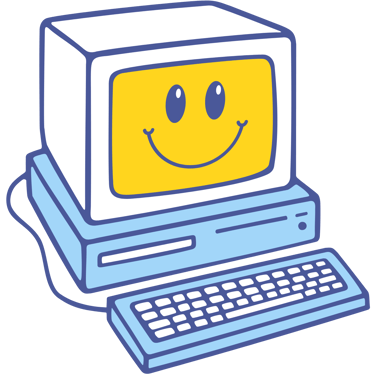 smiling computer logo