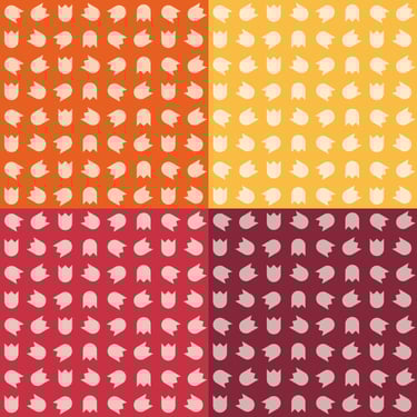 Brand pattern of paw prints in all four brand colours