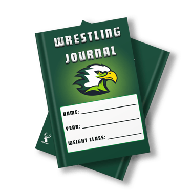 a wrestling journal with a green background and a bald eagle