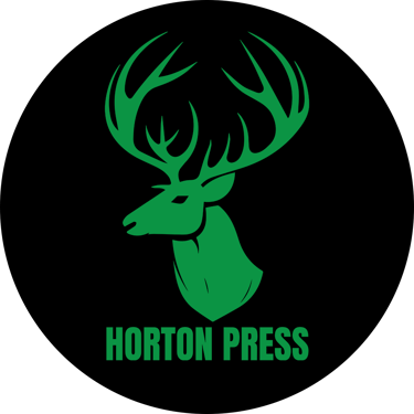 a deer with a green and white logo on it