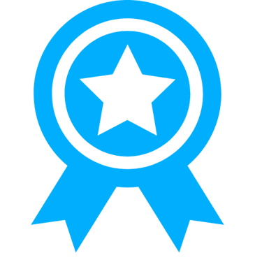 a blue ribbon with a star in the middle