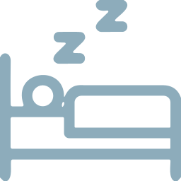 Icon in customized pale blue colour, representing a bed to symbolize sleep