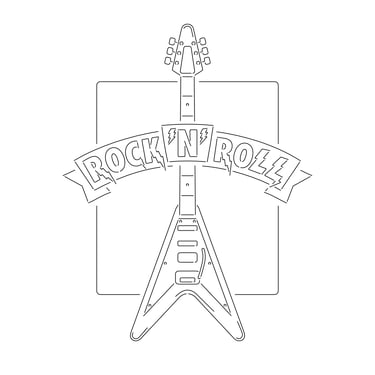 Rock'N'Roll guitar neon sign line work