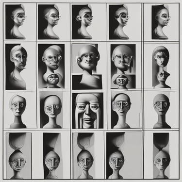 a series of photographs of a series of portraits of people with different facial expressions