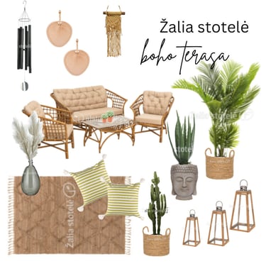 boho terasa dizainas