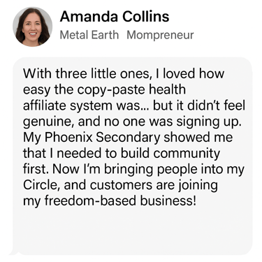 Mompreneur with three little ones trades copy-paste strategy for Phoenix-aligned community building—now thriving through free