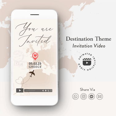 animated destination wedding invitation video, digital destination wedding invitation