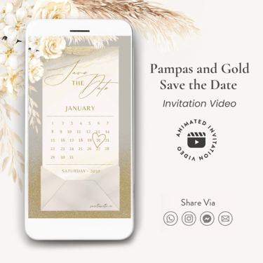white and gold save the date, save the date wedding invitation video, digital save the date wedding 