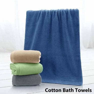 blue cotton bath towels