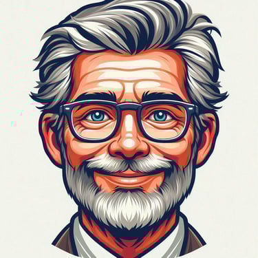 a man with a beard and glasses on his face