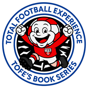 ToFE’s Soccer Adventures circular logo featuring ToFE in his red kit inside a blue badge