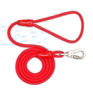 Pawnest® red rope leash – 150 cm strong dog lead with metal clip, eco-friendly and comfortable grip.