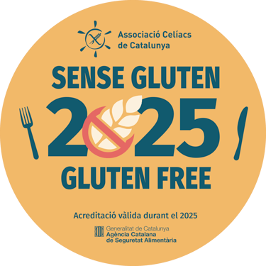 Segell Sense Gluten 2025 de l’Associació Celíacs de Catalunya, amb acreditació oficial per a locals