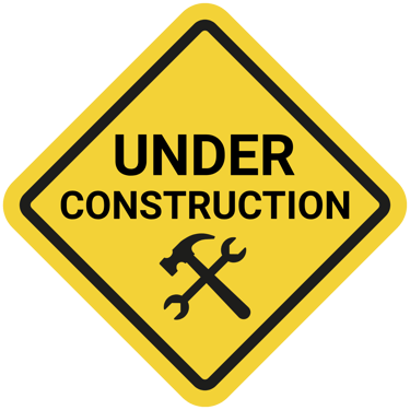 Yellow hazard sign, saying under construction