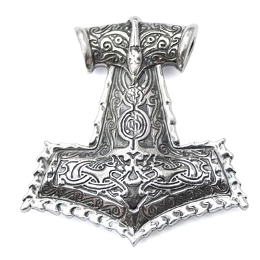 Large Thors Hammer Mjolnir Pendant in Sterling Silver Replica. Mens Viking Pendant - Norse Mythology. Nordic Viking Jewelry