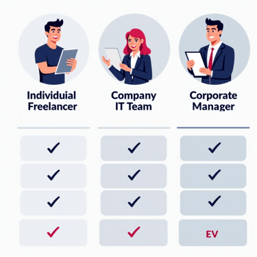 a graphic of a man and woman in business attire