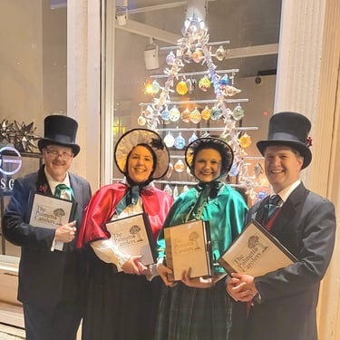 The Palmetto Carolers at Vista Lights 2023: Chan Shealy, Maria Beery, Miki Keisler, & Hal McIntosh