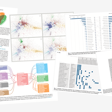 Colourful image showing a collection of technical diagrams and graphs