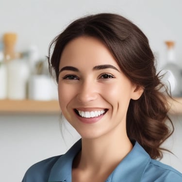 woman happy with her cleaning service provided by dust be gone