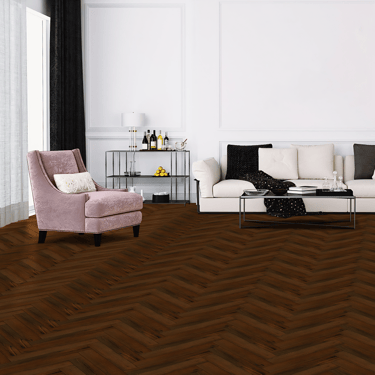 cofee color herringbone flooring