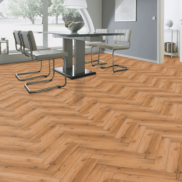 herringbone flooring installed in home