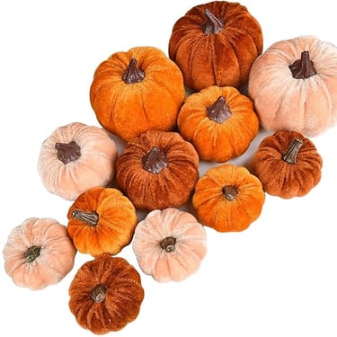 Set of 12 hand-painted artificial pumpkins for fall, Halloween, and Thanksgiving home décor