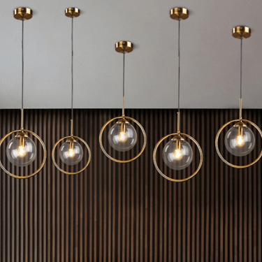 MNK-006 gold finished ring with glass ball bedside led lights
