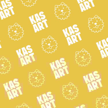 Repeating pattern of the mascot and the KAS ART wordmark