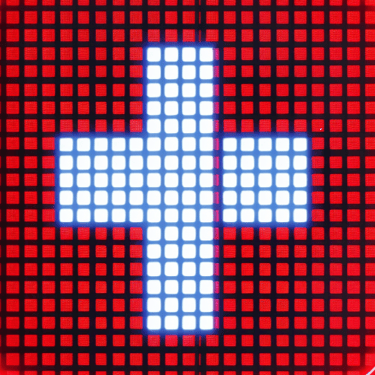 Eine Illustration einer Schweizer Fahne, die aus LEDs besteht