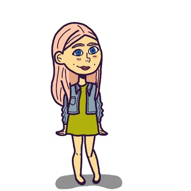 a cartoon girl with a backpack and backpack. Diane Mulolo Faida