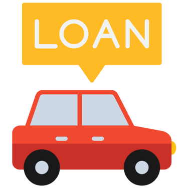 a car with a loan sign on it suggesting car loan