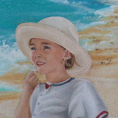 Portrait de fillette, avec un chapeau, peint dans une fresque. Tournus, 71.