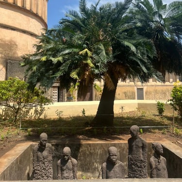 Stone Town slave monument honoring victims of the East African slave trade in Zanzibar