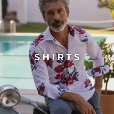 "Shirts", a man with vibrant shirt