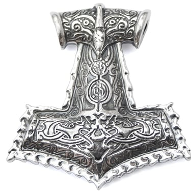 Large Thors Hammer Mjolnir Pendant in Sterling Silver Replica. Mens Viking Pendant - Norse Mythology. Nordic Viking Jewelry