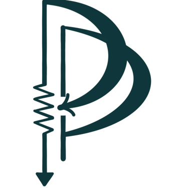 a black and white logo with a black and white arrow