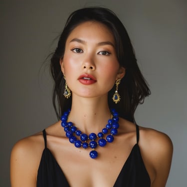 Jewelry for Black Dress Lapis Lazuli Beaded Necklaces 