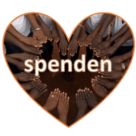 Herz aus Kinderhänden mit Aufschrift spenden