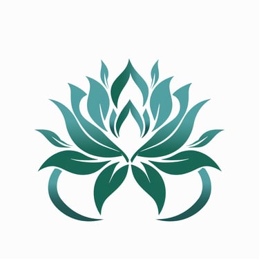 Logo von einer grünen Lotusblume auf weissem Hintergrund