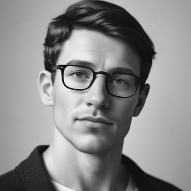 A happy customer smiling next to a repaired refrigerator in a bright kitchen.