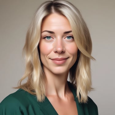 A happy customer smiling next to a repaired refrigerator in a bright kitchen.