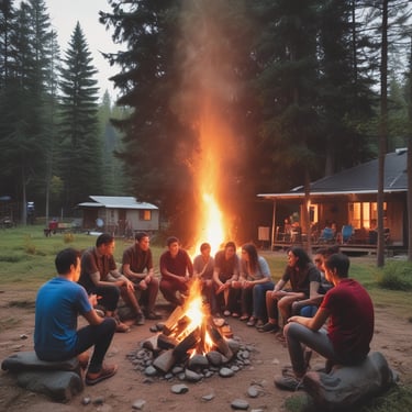 Scenic view of the homestay surrounded by lush greenery.